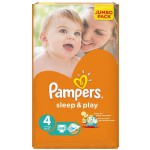 Подгузники, Pampers (Памперс) 7-18 кг р. 4 68 шт слип энд плей макси ромашка