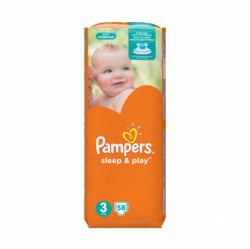 Подгузники, Pampers (Памперс) 5-9 кг 58 шт Слип энд Плей миди с ромашкой