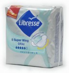 Прокладки женские, Libresse (Либресс) №8 инвизибл супер винг +Бонус футляр