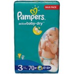 Подгузники, Pampers (Памперс) 4-9 кг р. 3 №70 актив беби миди